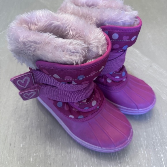Pink Kids Boots with Heart Accents - Picture 1 of 9